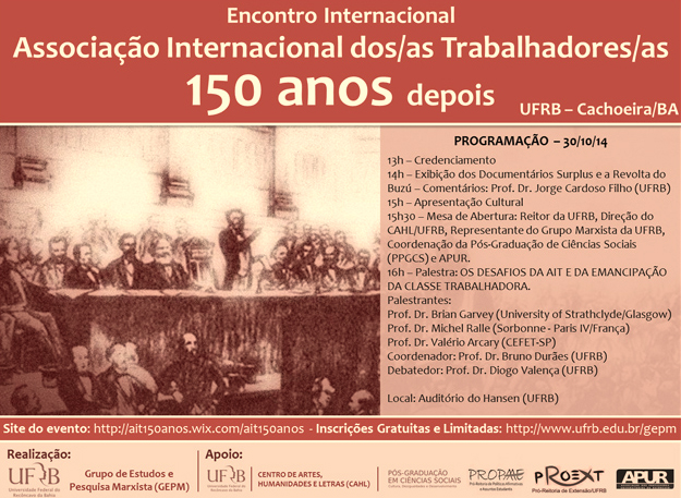 UFRB sedia Encontro Internacional em homenagem aos 150 anos da AIT