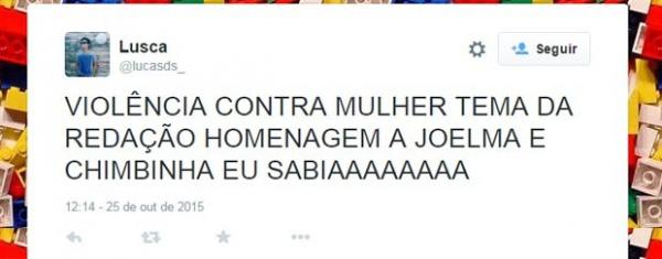 Enem 2015 - tema de redação leva a debate e polêmicas no Twitter (Foto: Reprodução/Twitter)