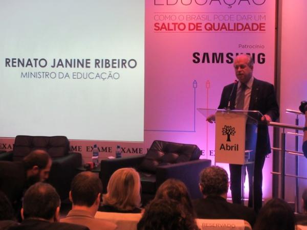 Ministro da Educação, Renato Janine, ministrou palestra em SP nesta terça (Foto: Will Soares/G1)