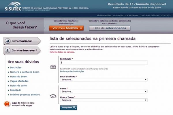 Sisutec tem lista de aprovados em primeira chamada divulgada (Foto: Reprodução)