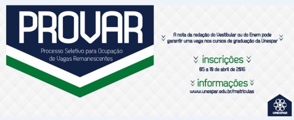 Unespar oferece vagas remanescentes para cursos de graduação